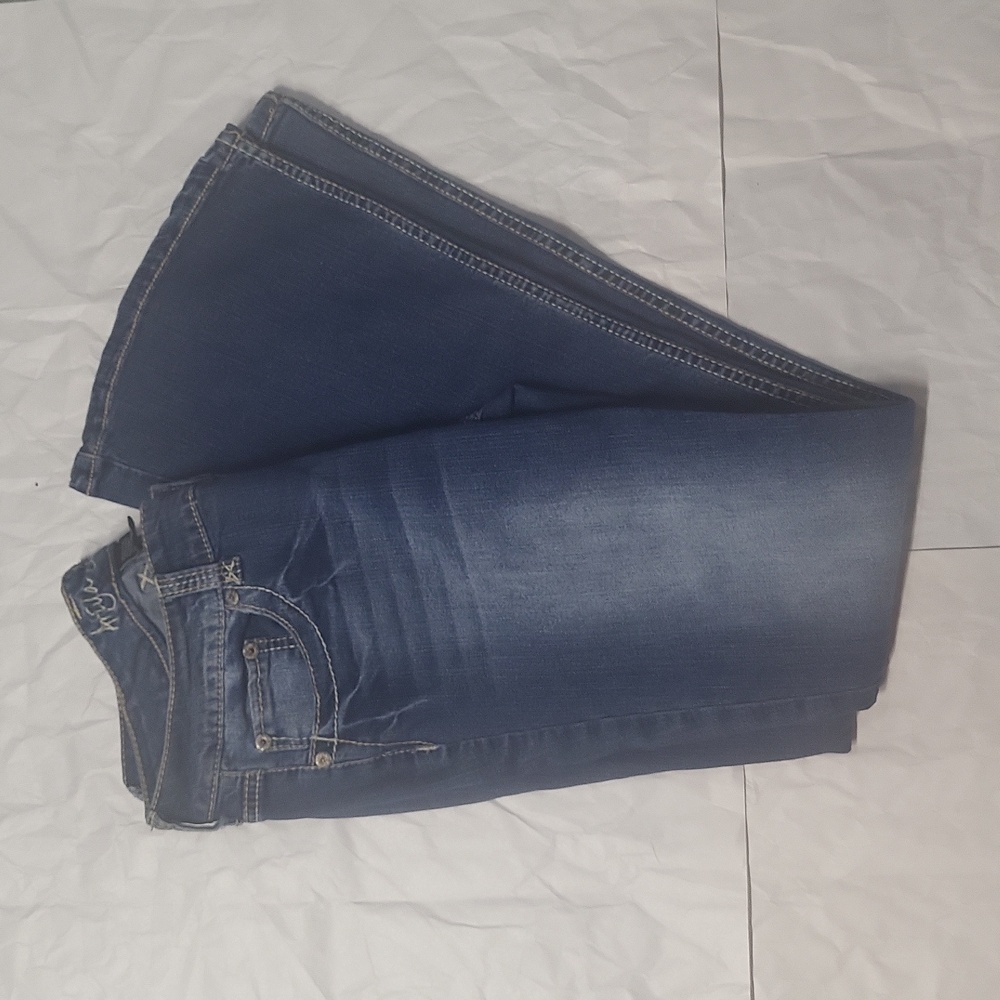 Womens 11 blue jean denim pants Ariya jeans 11/12 short 12 flare hem juniors